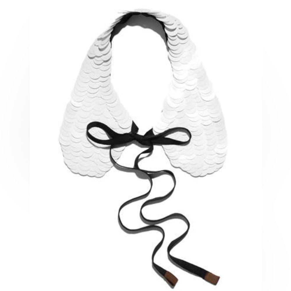 Marni White sequin Collar with Black Accents